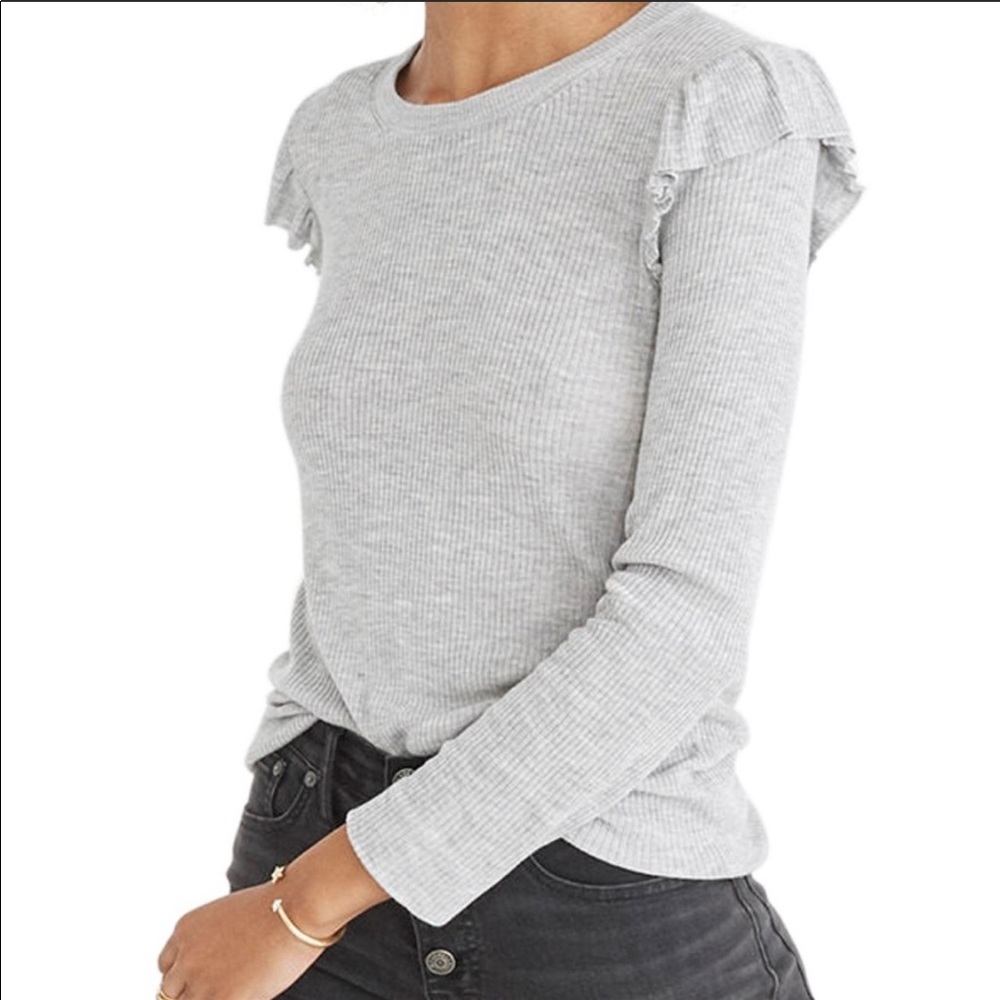 Madewell Ruffle Shoulder Sweater